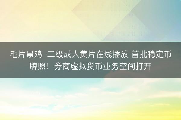 毛片黒鸡-二级成人黄片在线播放 首批稳定币牌照！券商虚拟货币业务空间打开