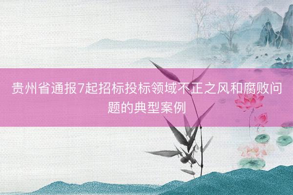 贵州省通报7起招标投标领域不正之风和腐败问题的典型案例