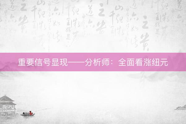 重要信号显现——分析师：全面看涨纽元