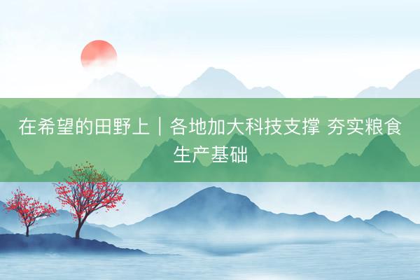 在希望的田野上｜各地加大科技支撑&amp;#32;夯实粮食生产基础