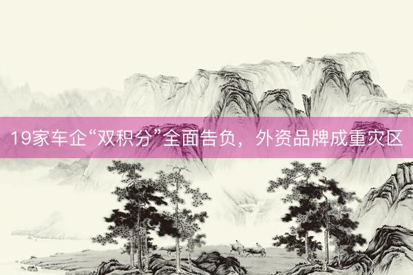 19家车企“双积分”全面告负，外资品牌成重灾区