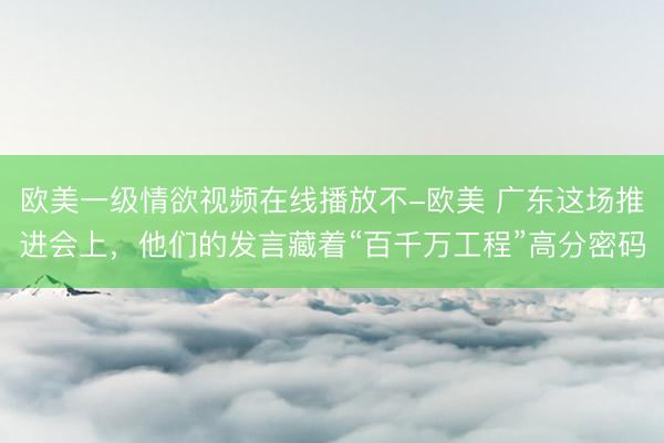 欧美一级情欲视频在线播放不-欧美 广东这场推进会上，他们的发言藏着“百千万工程”高分密码
