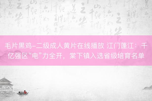 毛片黒鸡-二级成人黄片在线播放 江门蓬江：千亿强区“电”力全开，棠下镇入选省级培育名单