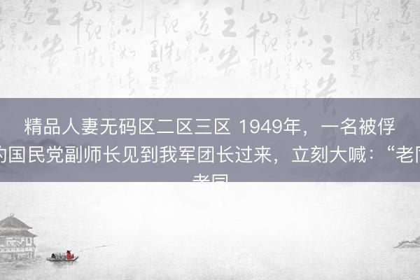 精品人妻无码区二区三区 1949年，一名被俘的国民党副师长见到我军团长过来，立刻大喊：“老同