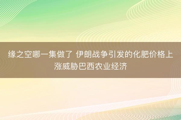 缘之空哪一集做了 伊朗战争引发的化肥价格上涨威胁巴西农业经济