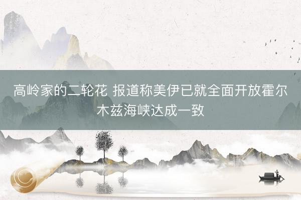 高岭家的二轮花 报道称美伊已就全面开放霍尔木兹海峡达成一致