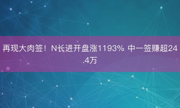 再现大肉签！N长进开盘涨1193% 中一签赚超24.4万