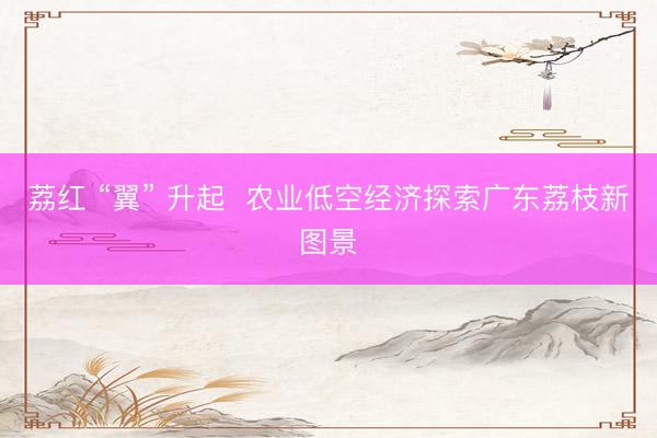 荔红 “翼” 升起  农业低空经济探索广东荔枝新图景