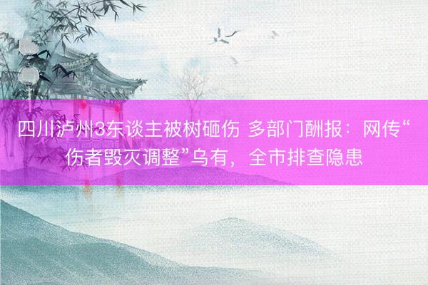四川泸州3东谈主被树砸伤 多部门酬报：网传“伤者毁灭调整”乌有，全市排查隐患