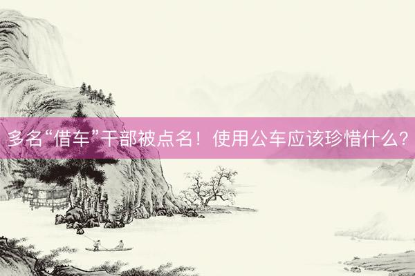 多名“借车”干部被点名！使用公车应该珍惜什么？