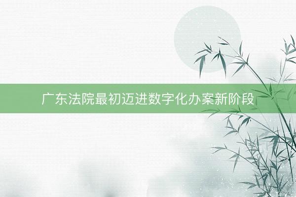 广东法院最初迈进数字化办案新阶段