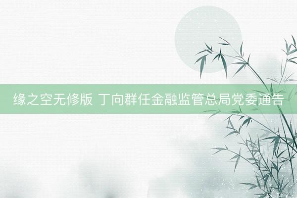 缘之空无修版 丁向群任金融监管总局党委通告
