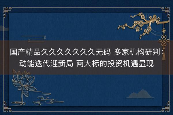 国产精品久久久久久久久无码 多家机构研判：动能迭代迎新局 两大标的投资机遇显现