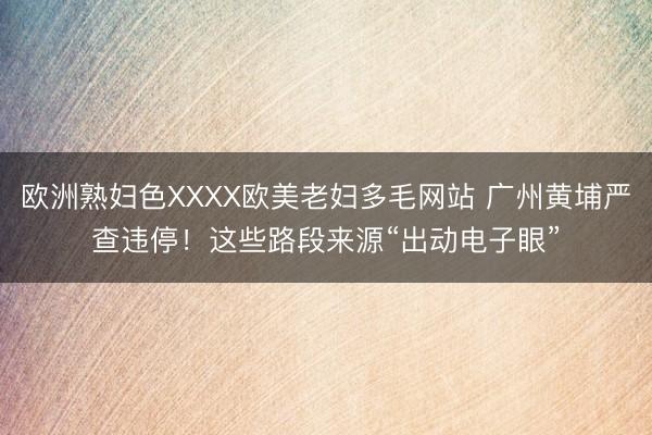 欧洲熟妇色XXXX欧美老妇多毛网站 广州黄埔严查违停!这些路段来源“出动电子眼”