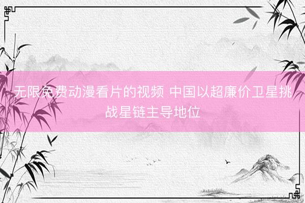 无限免费动漫看片的视频 中国以超廉价卫星挑战星链主导地位