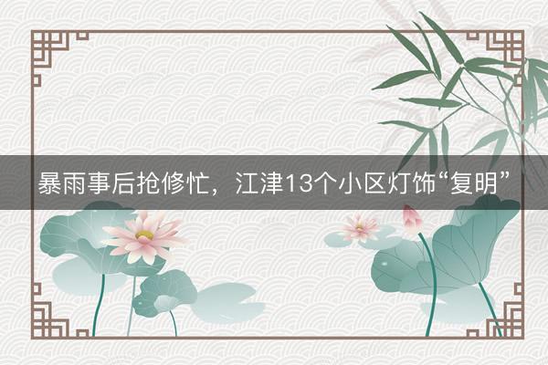 暴雨事后抢修忙，江津13个小区灯饰“复明”