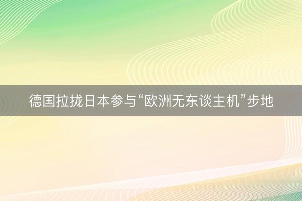 德国拉拢日本参与“欧洲无东谈主机”步地