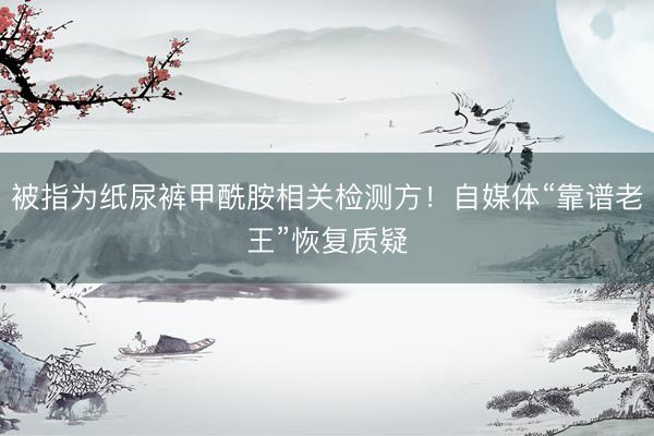 被指为纸尿裤甲酰胺相关检测方！自媒体“靠谱老王”恢复质疑